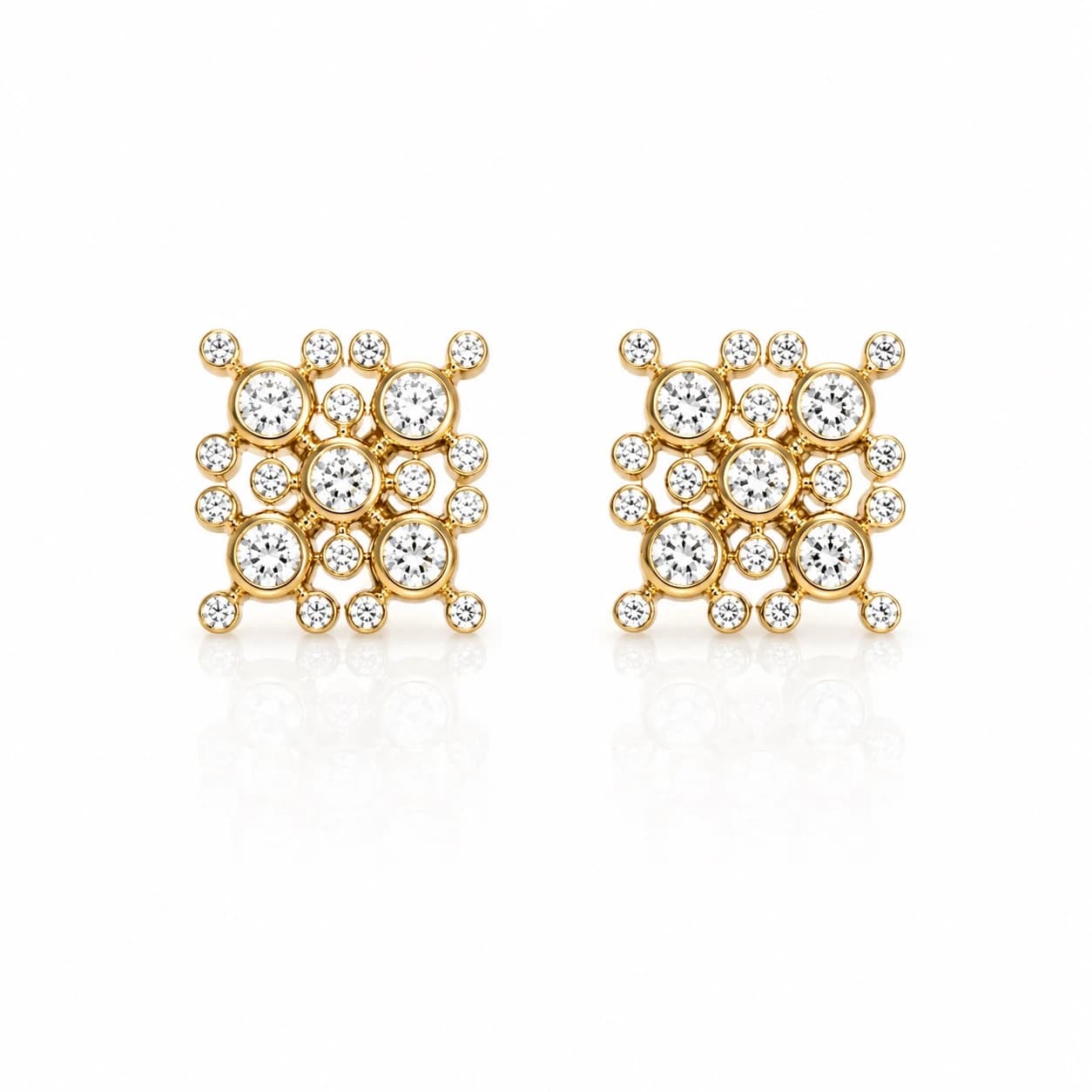 Diamond Celestial Cluster Stud Earrings