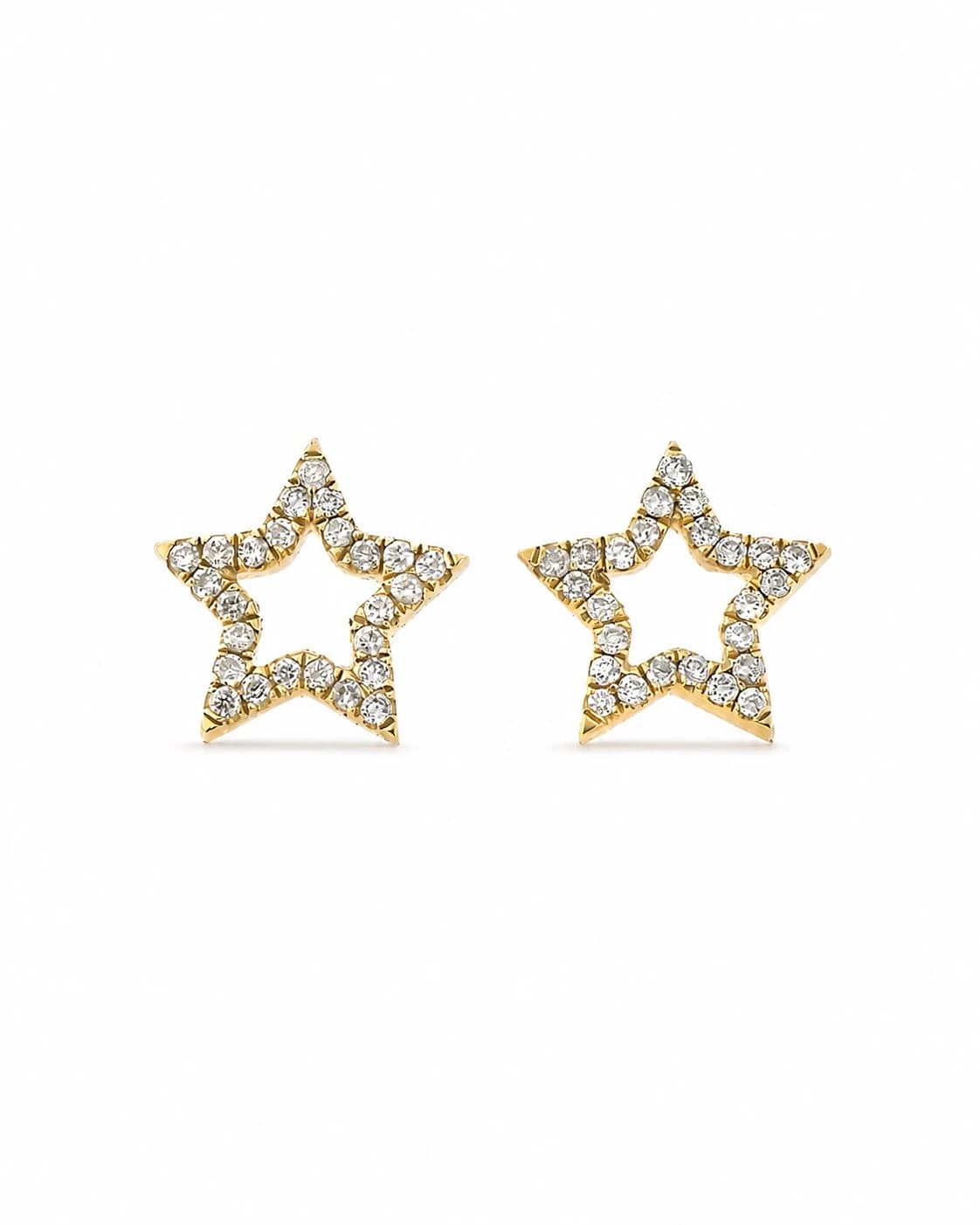 Diamond Open Star Stud Earrings