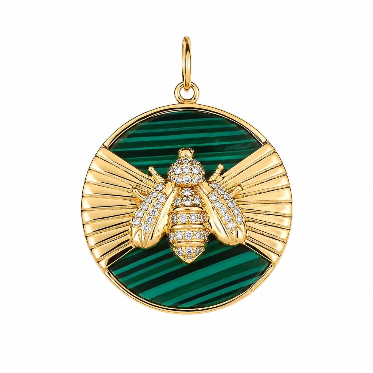 Diamond Malachite Diamond Bee Pendant