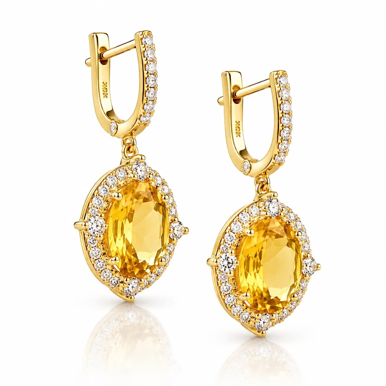 Diamond Yellow Sapphire Drop Earrings
