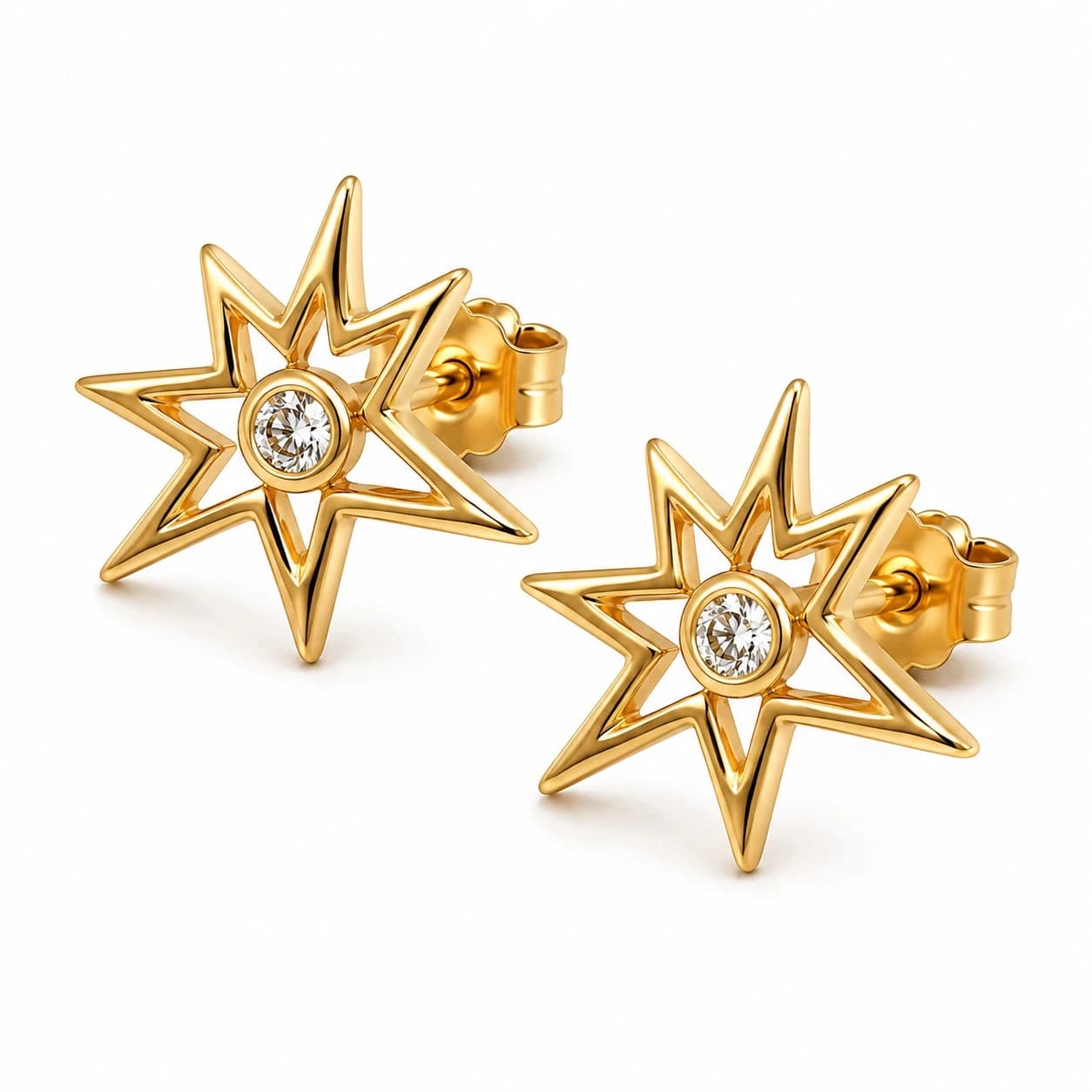 Diamond Celestial Star Stud Earrings