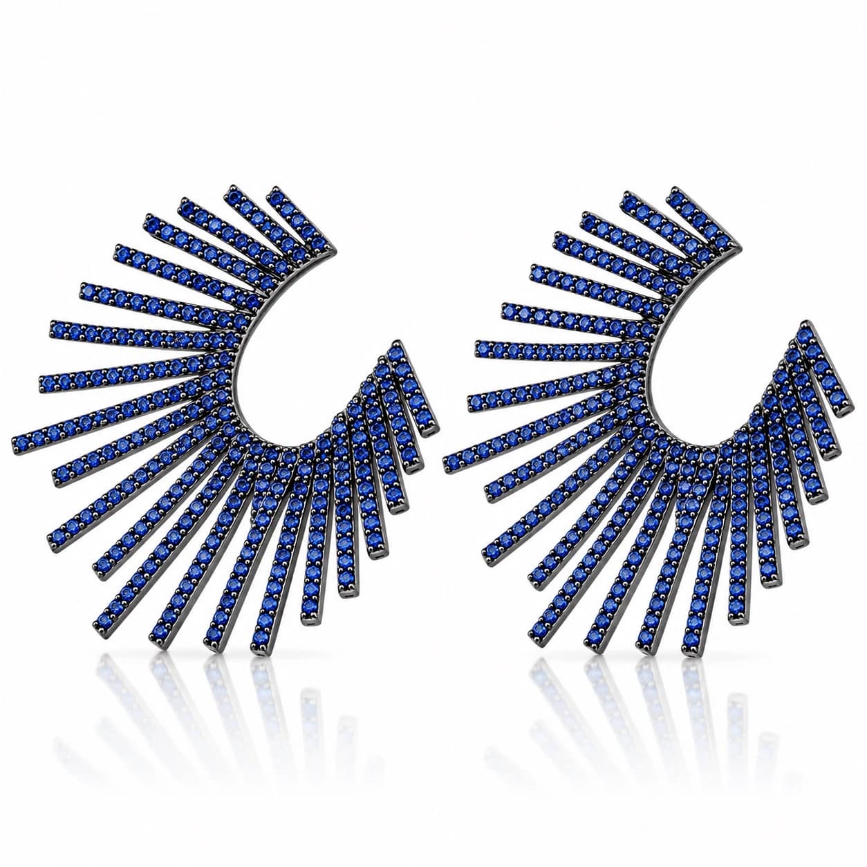 Blue Sapphire Radiance Fan Earrings