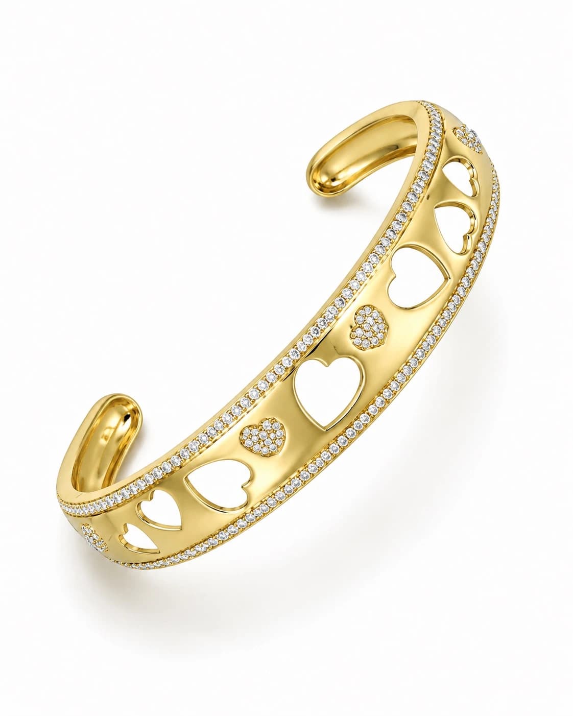 Diamond Open Heart Cuff Bracelet