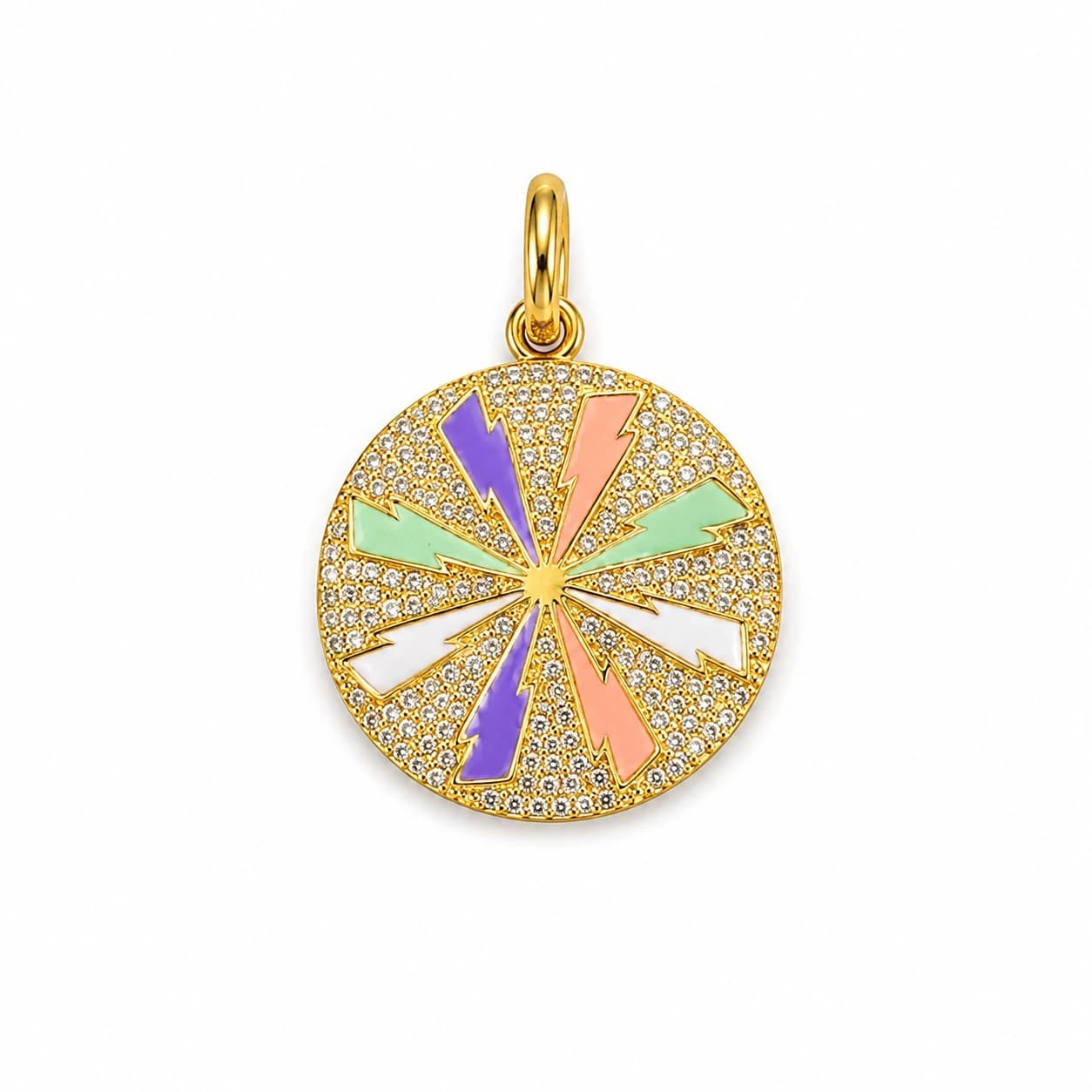 Rainbow Radiance Bolt Enamel Pendant