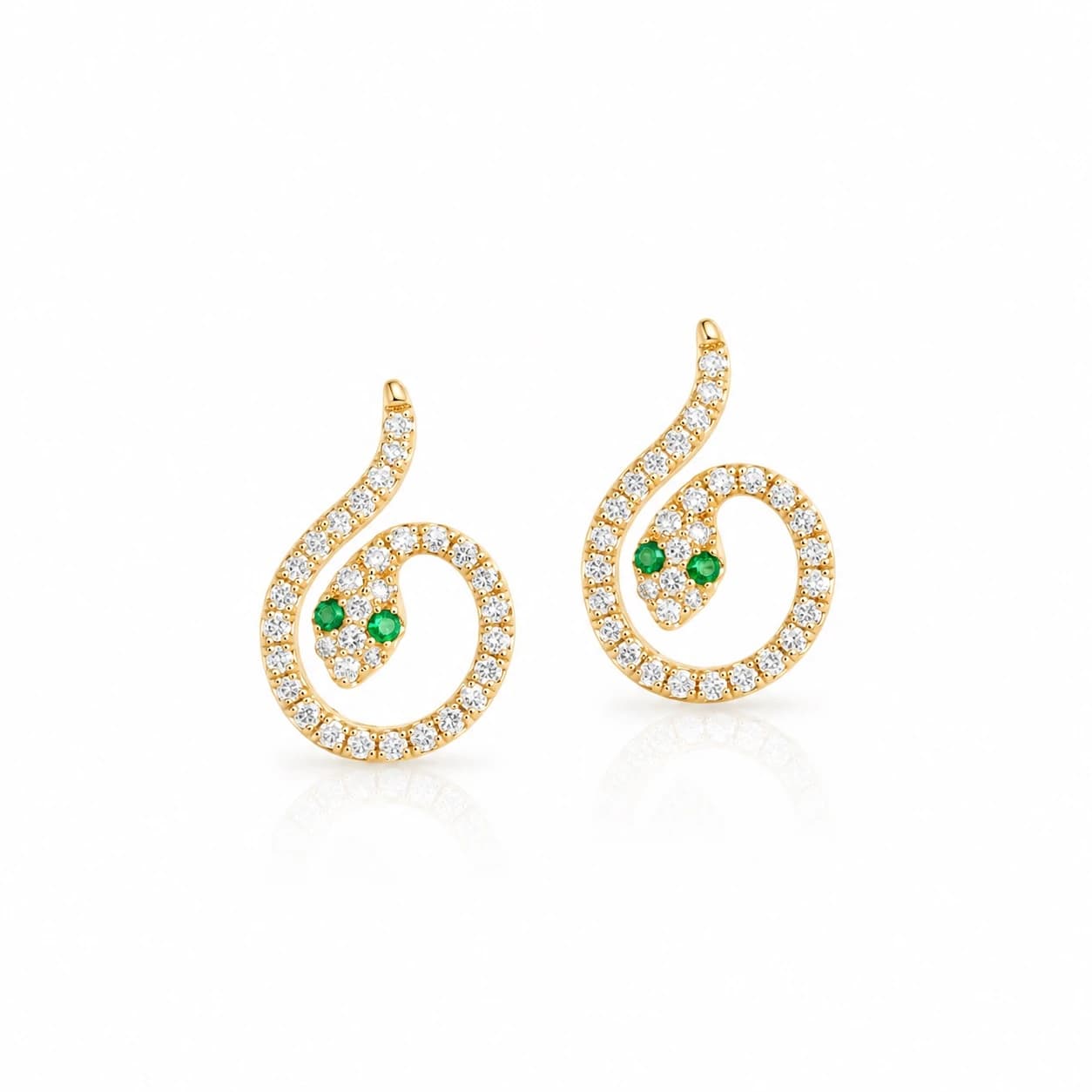 Diamond Emerald Snake Earrings
