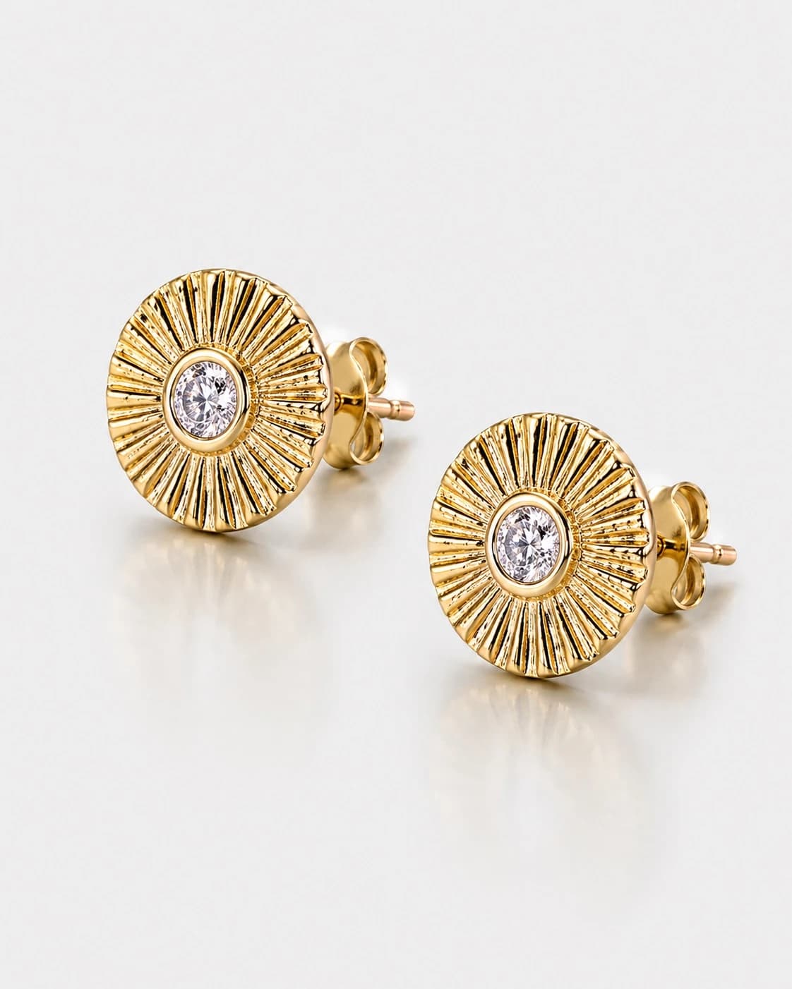 Diamond 14K Yellow Gold Round Stud Earrings