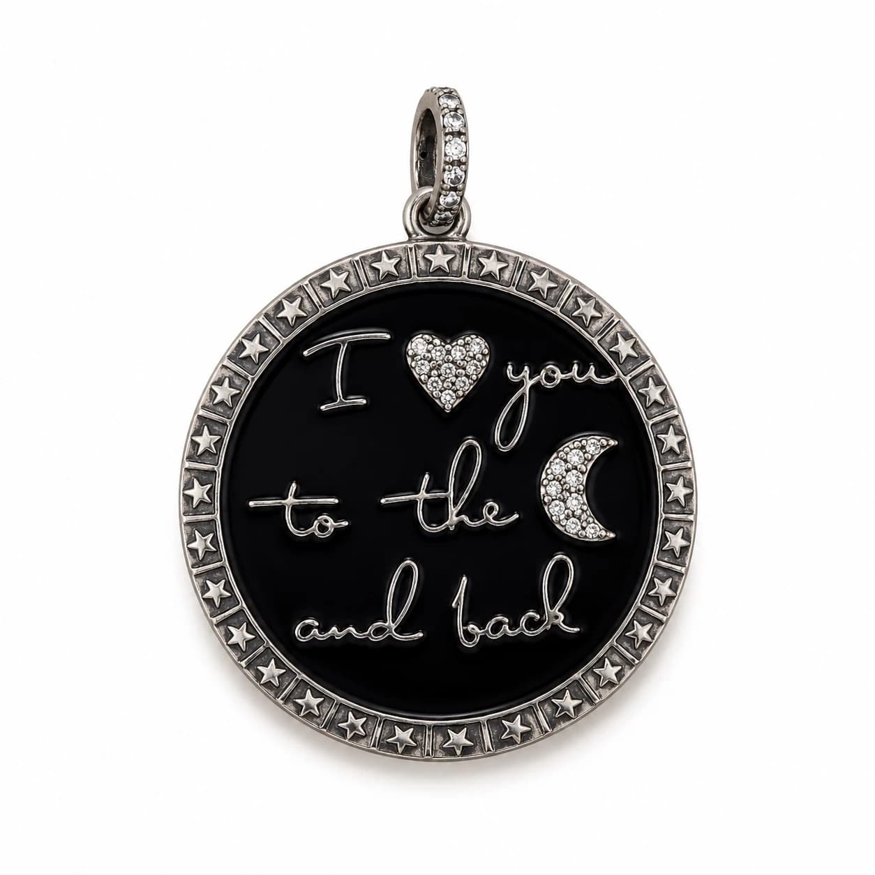 Diamind Moon & Back Love Pendant