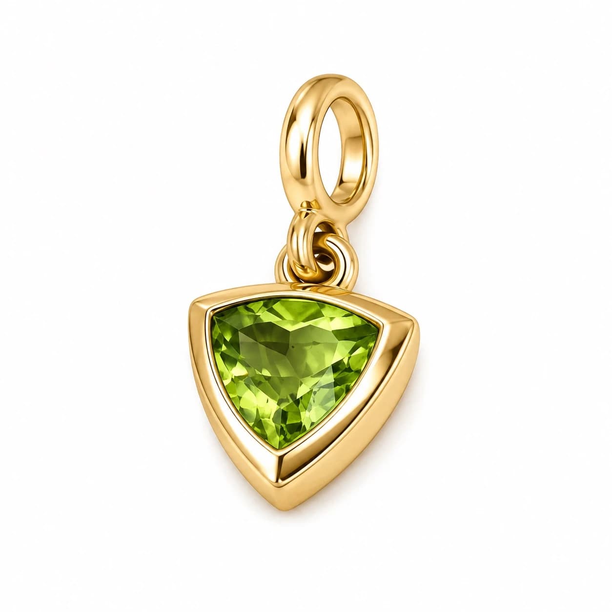 Triangular Peridot Gold Pendant