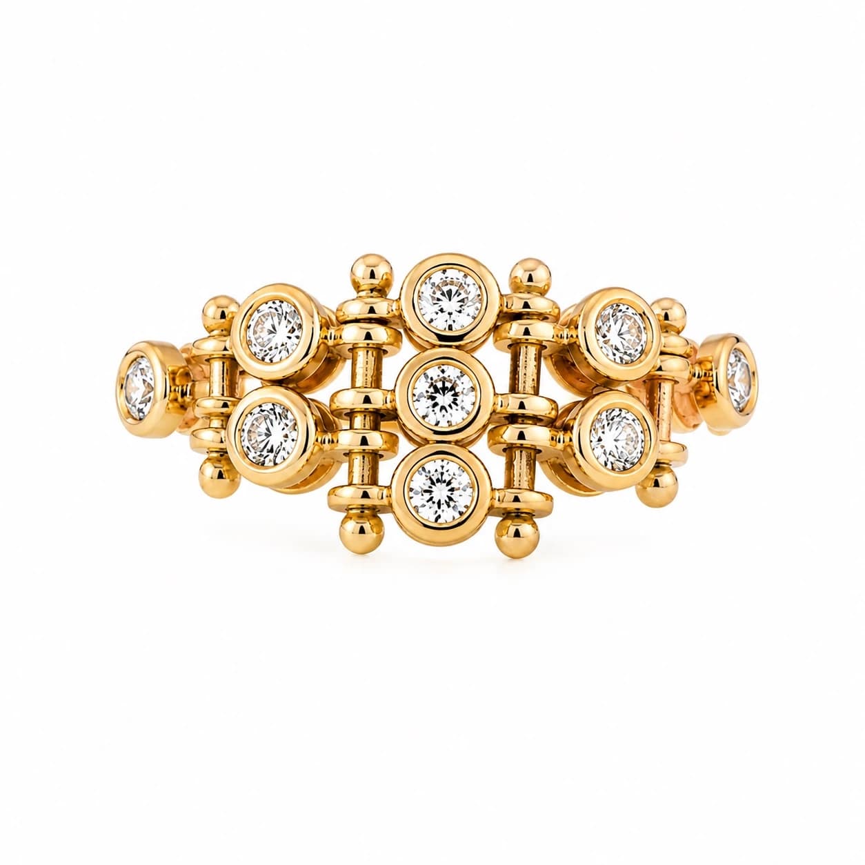 Diamond Gold Link Ring
