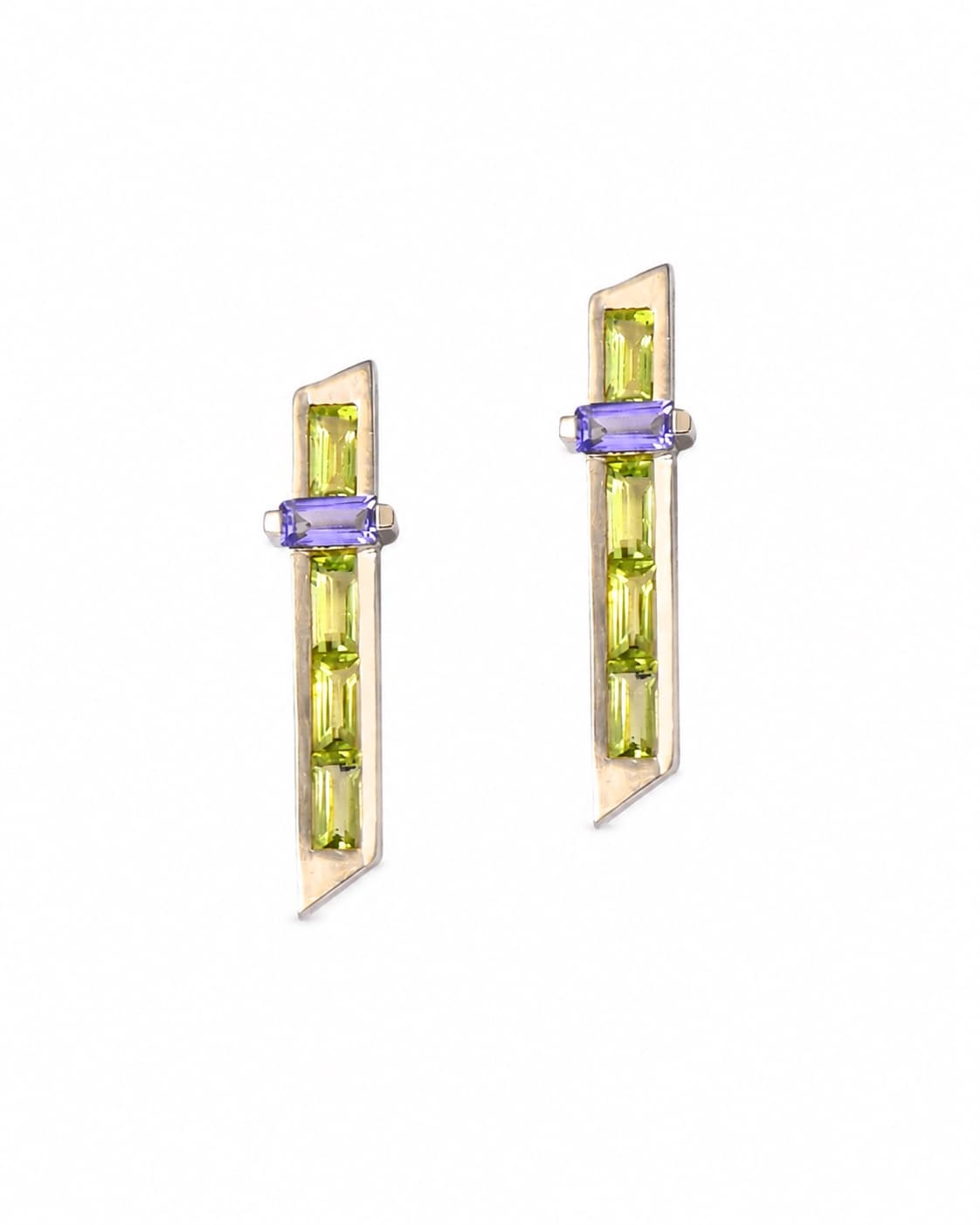 Peridot Amethyst Bar Earrings