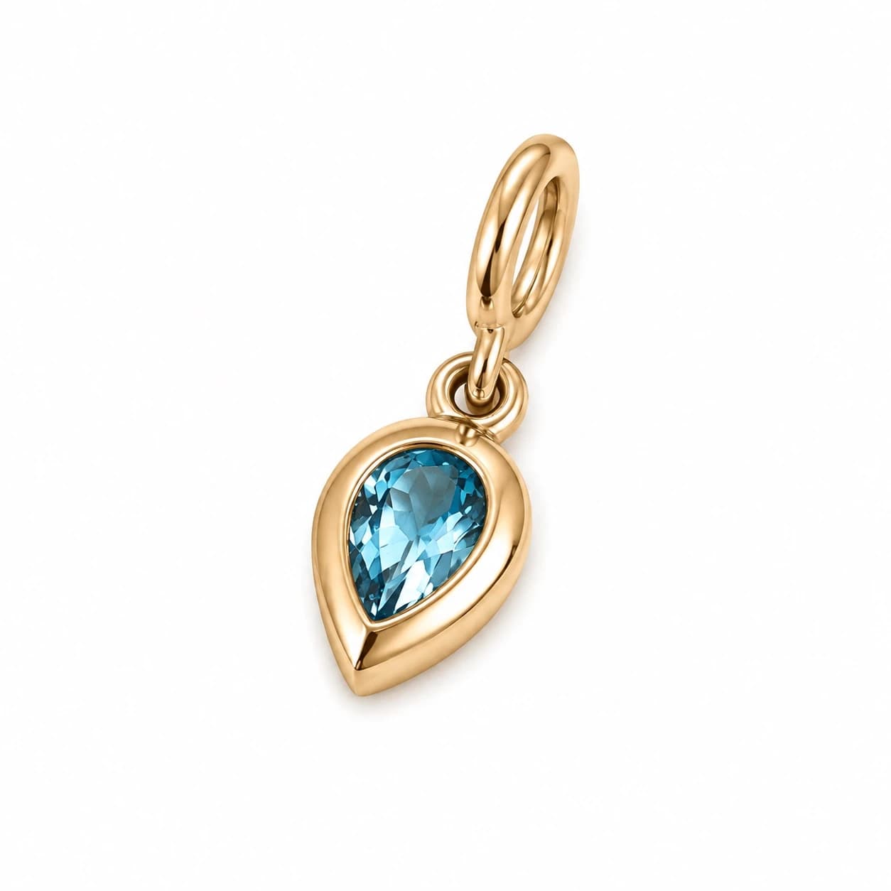 Pear Blue Topaz Gold Pendant