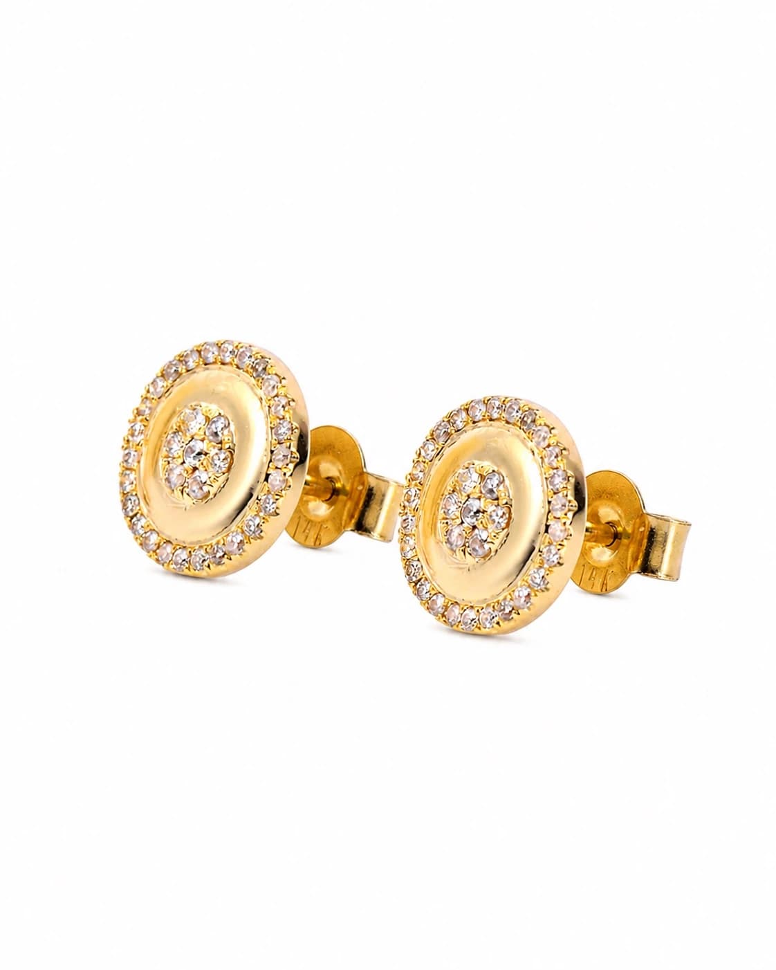 Diamond Golden Halo Diamond Stud Earrings