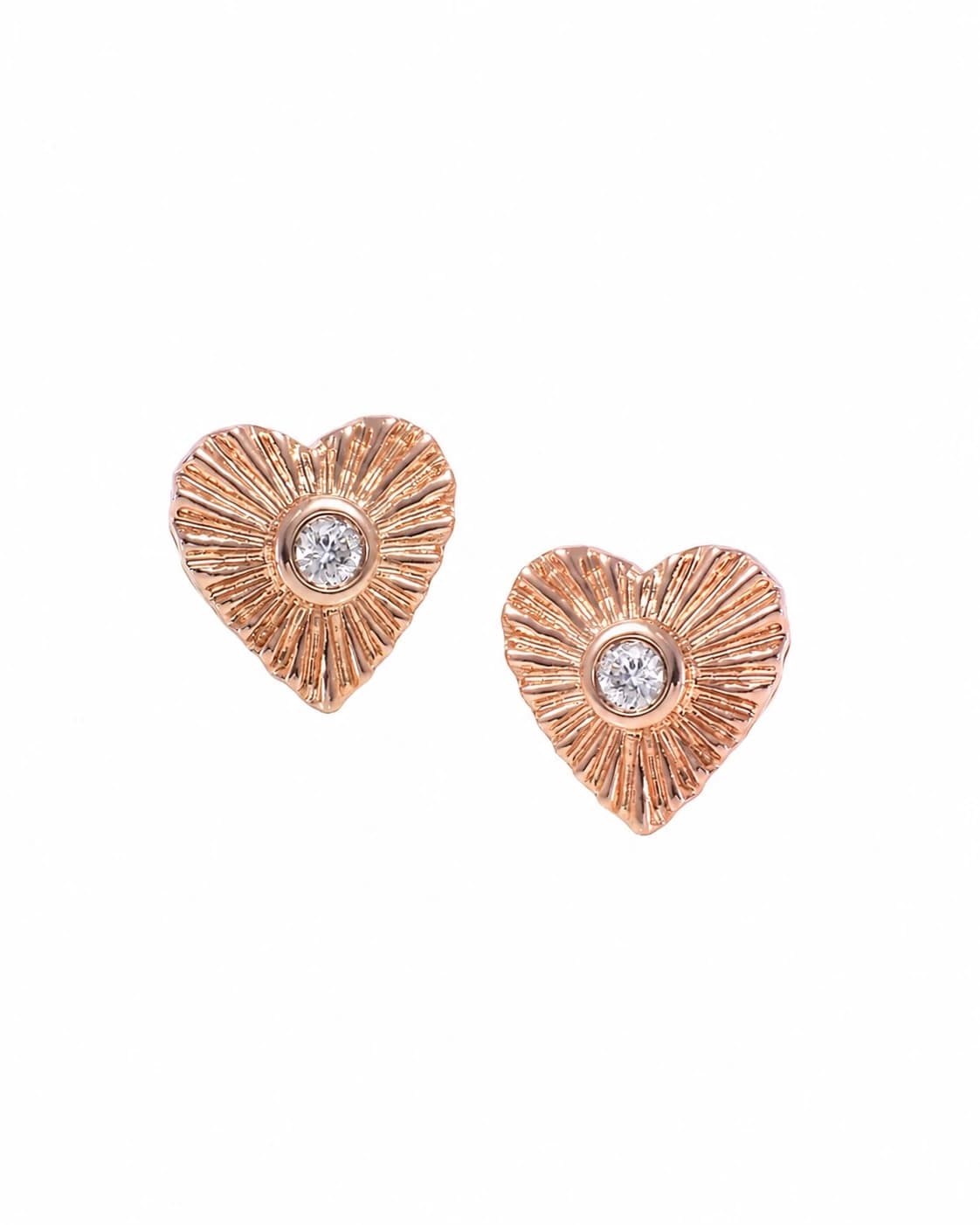 Diamond 14K Rose Gold Heart Stud Earrings