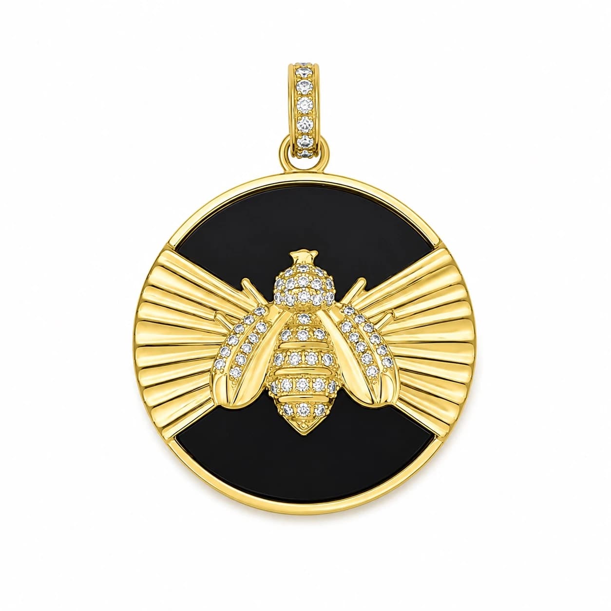 Diamond Black Onyx Bee Pendant