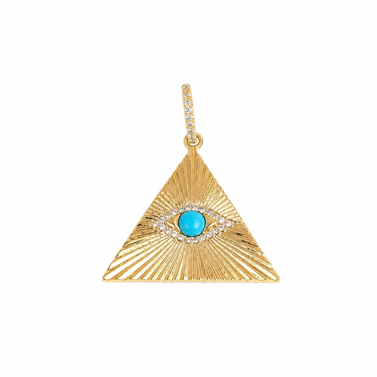 Diamond Turquoise Eye Triangle Pendant