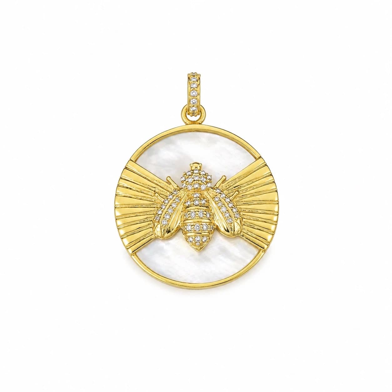Diamond Honeybee Mother of Pearl Pendant