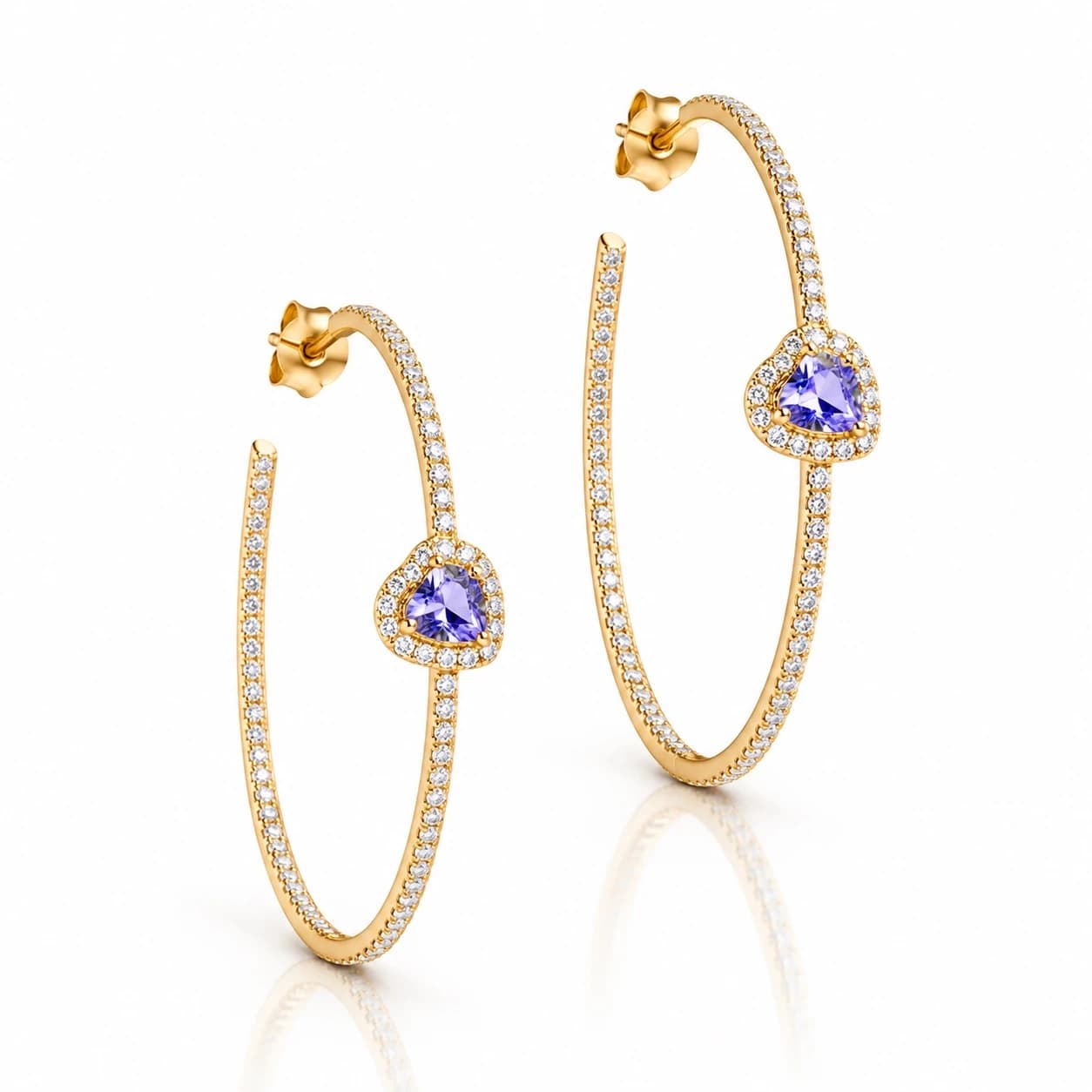 Diamond Tanzanite Hoop Earrings