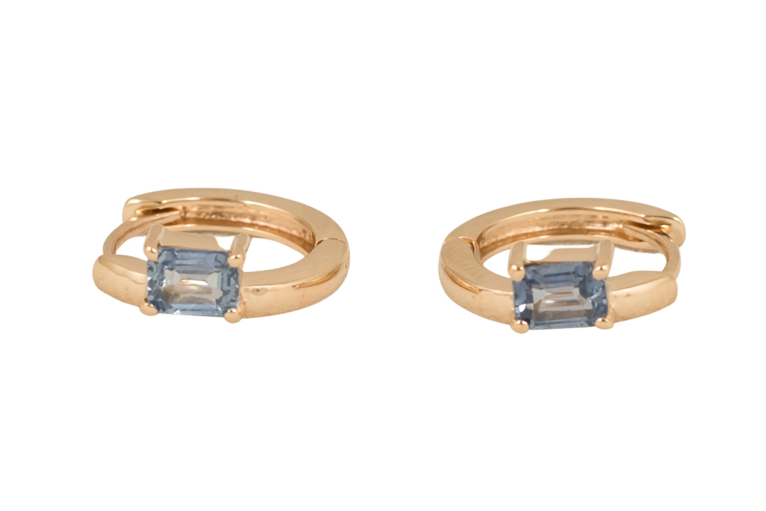 Multi Sapphire Baguette Huggie Hoop Earrings