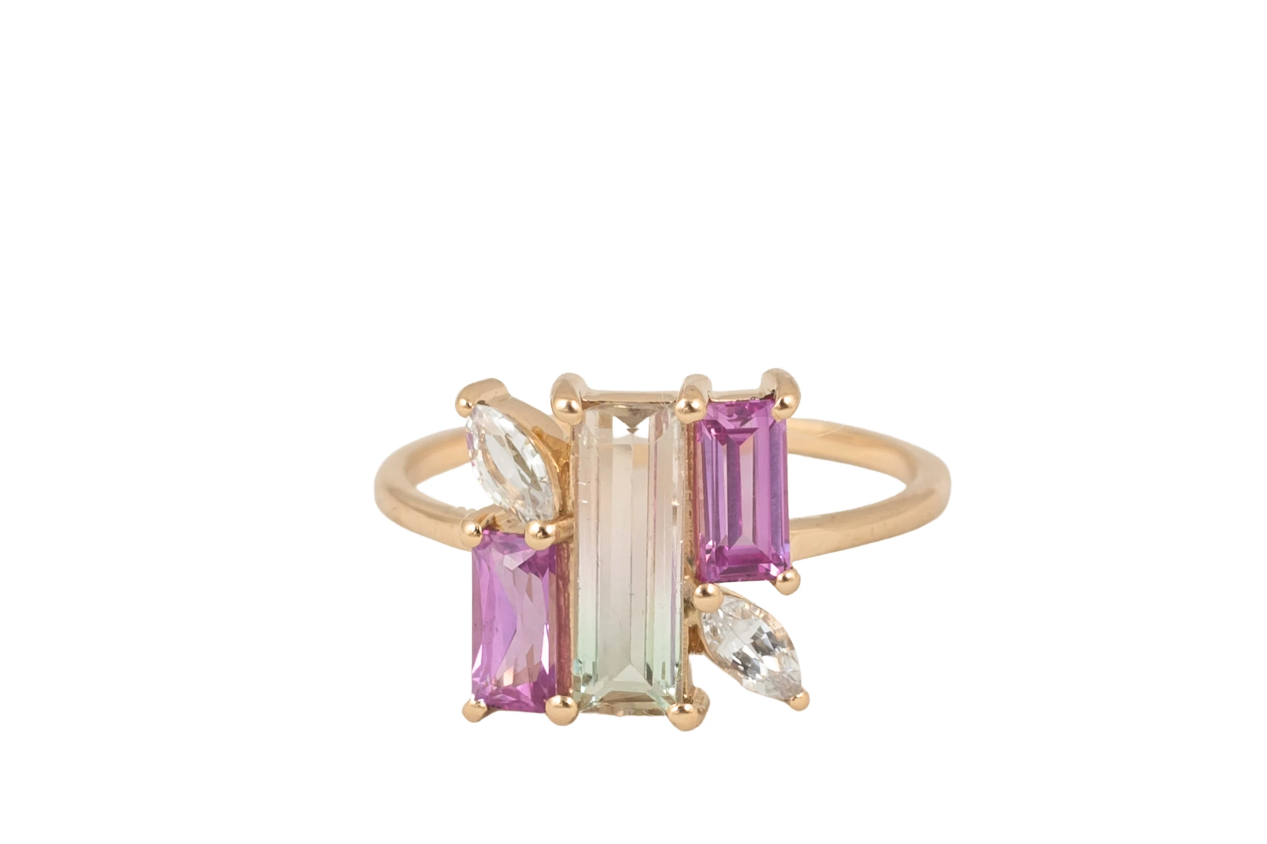 Multi Tourmaline & White Sapphire Statement Ring