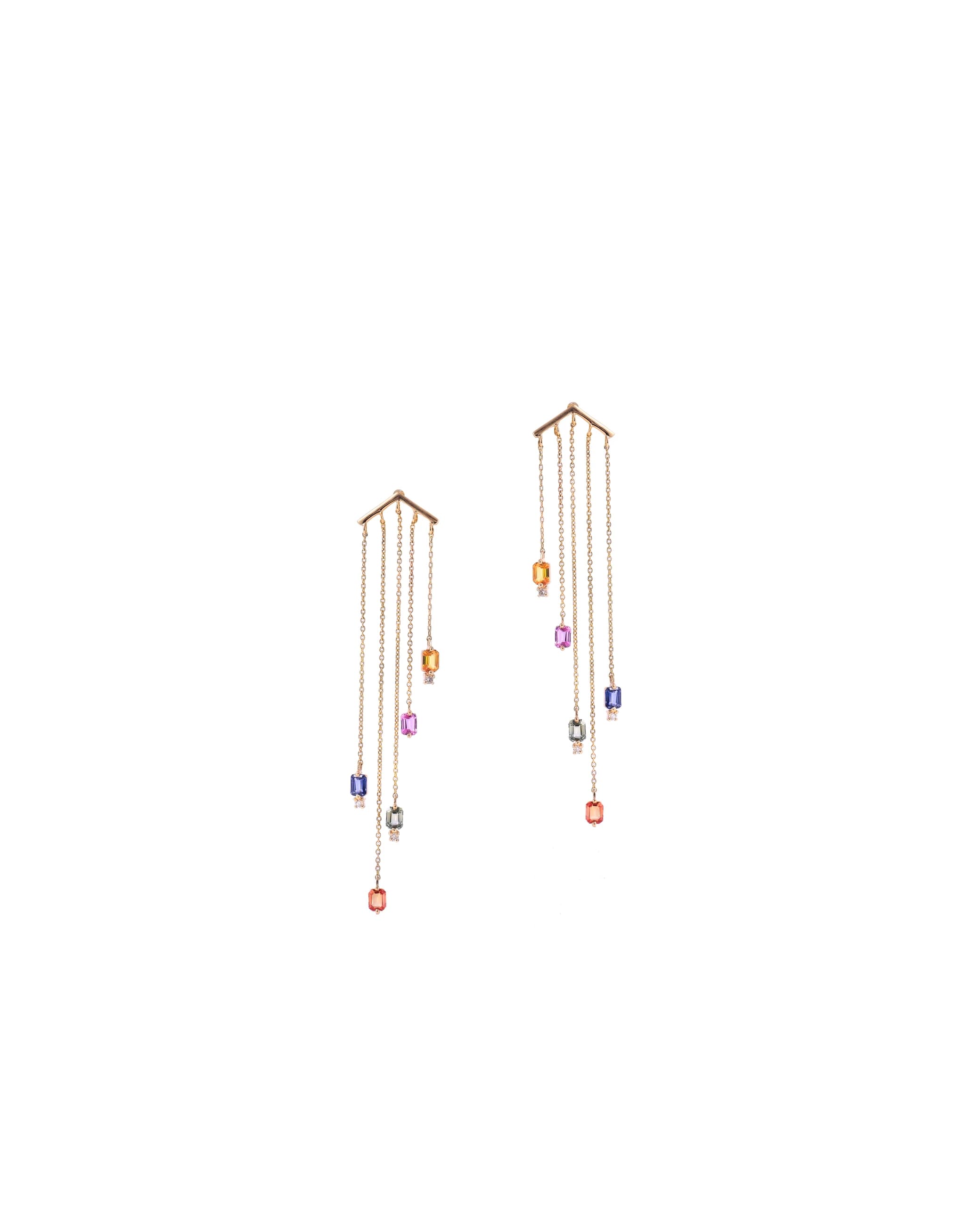 Diamond Multi sapphire Cascade Earrings