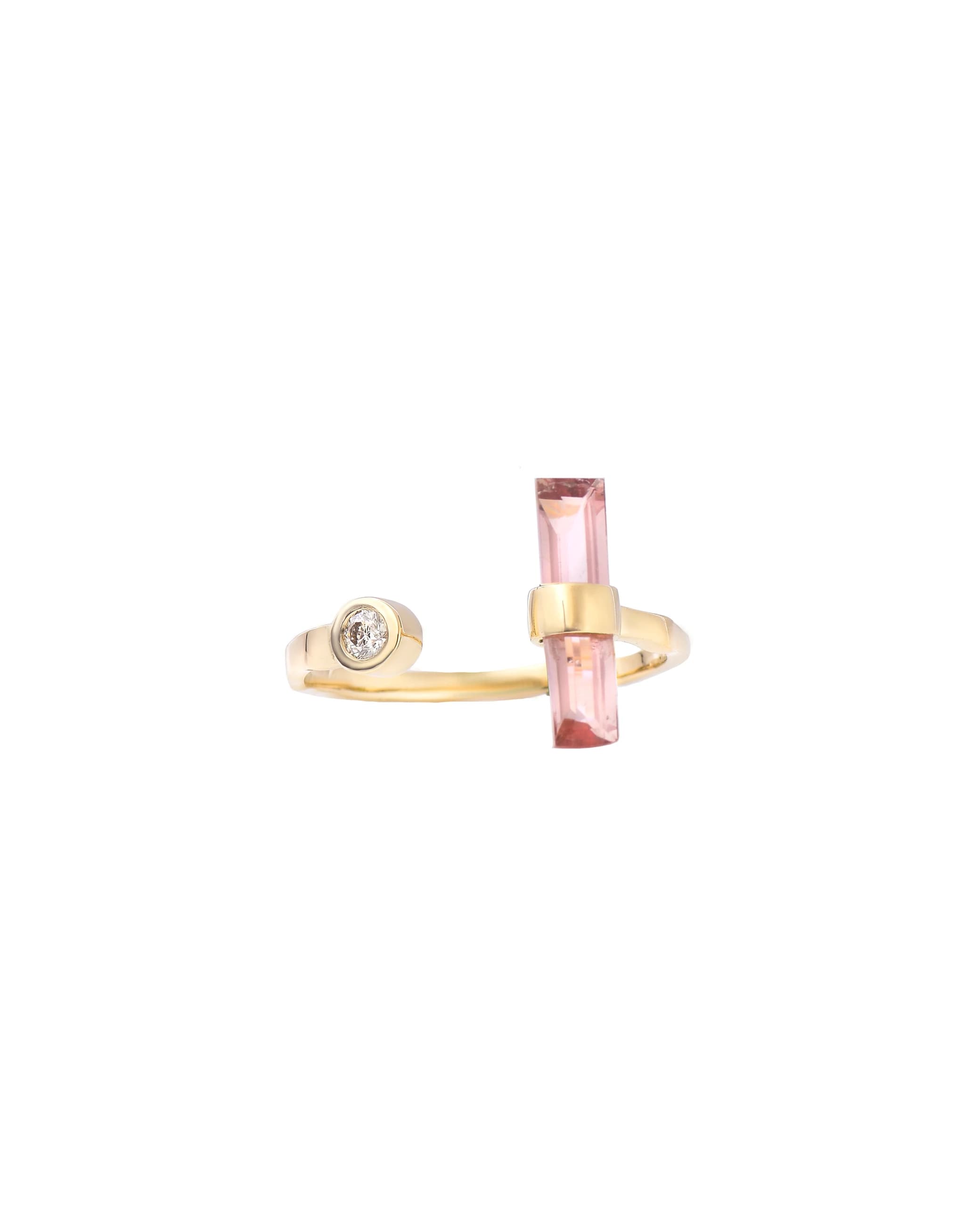 Diamond Pink Tourmaline & Cross-Over Ring