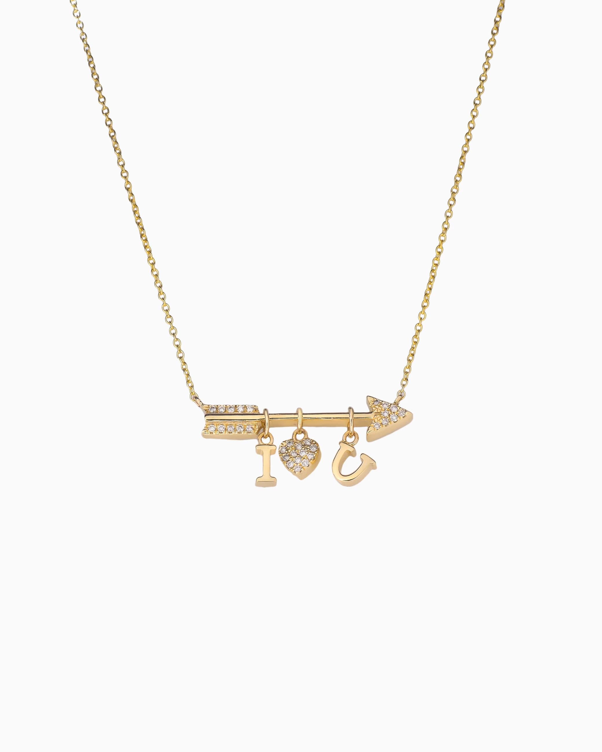 Diamond Arrow Initial Necklace