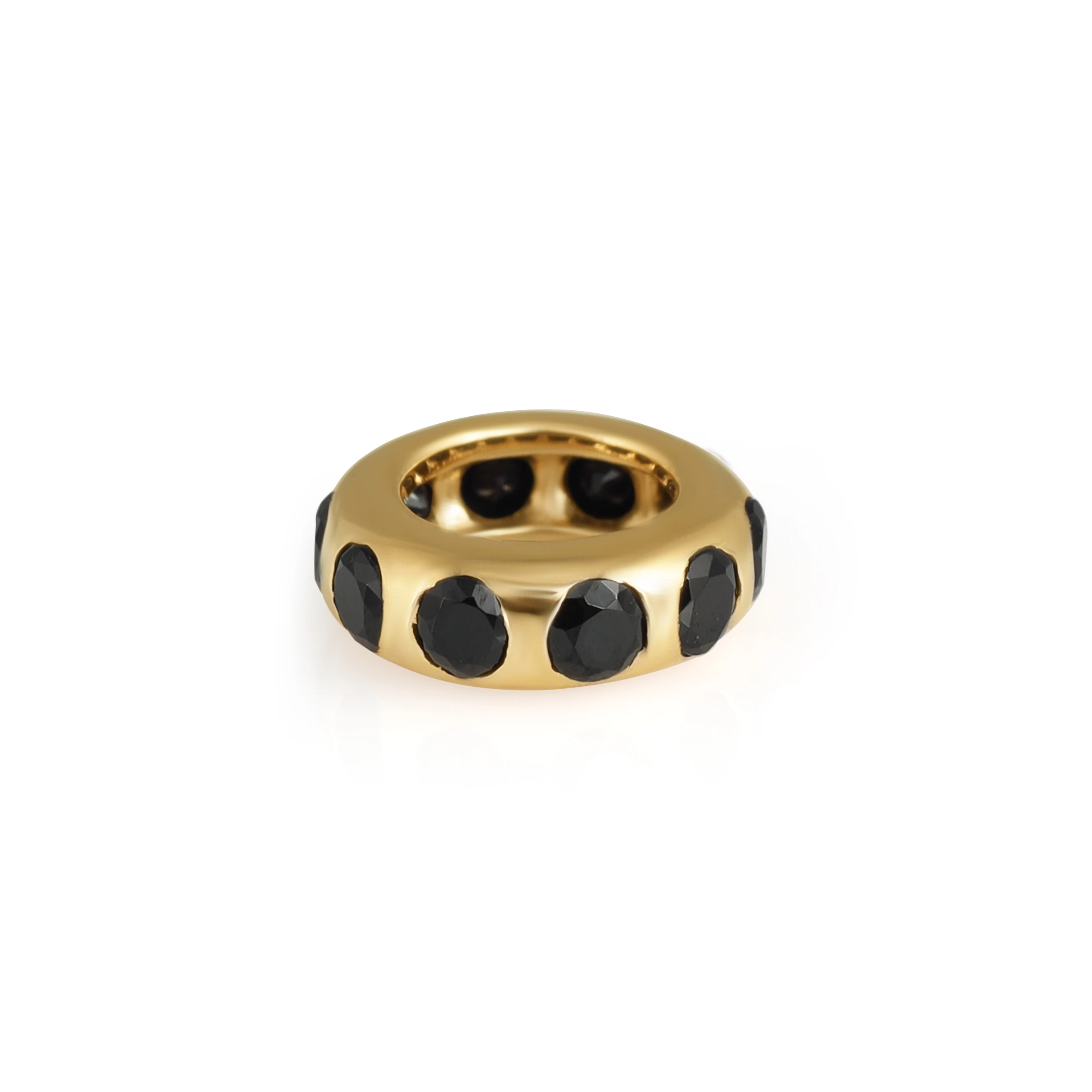 14K Yellow Gold Black Spinel Beads