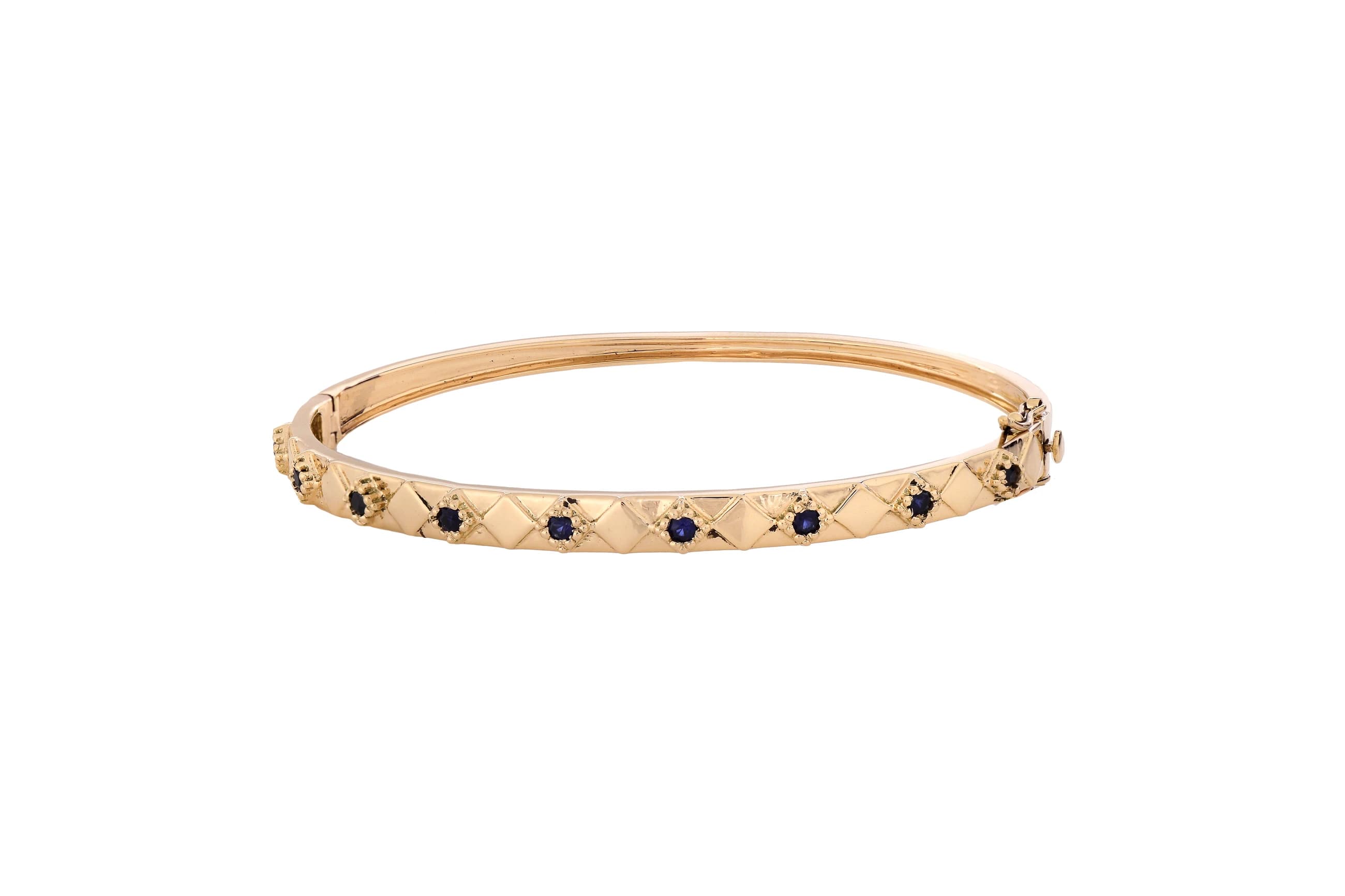 Diamond Sapphire -Accent Gold Bangle
