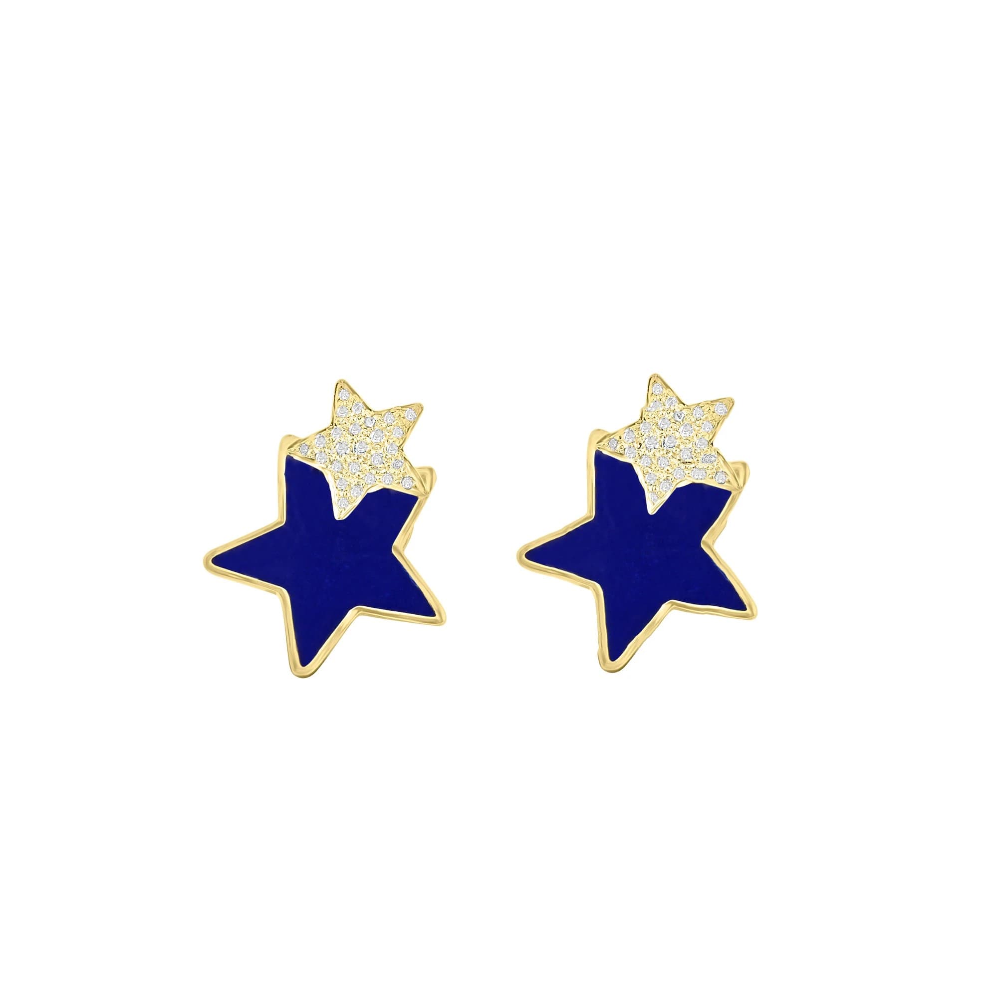 Diamond Enamel Star Earrings