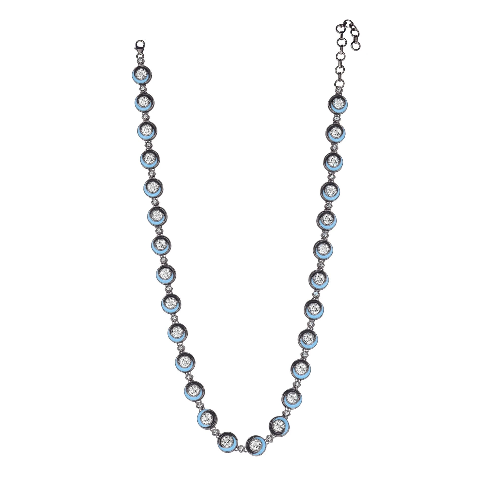 Blue Topaz Halo Link Necklace