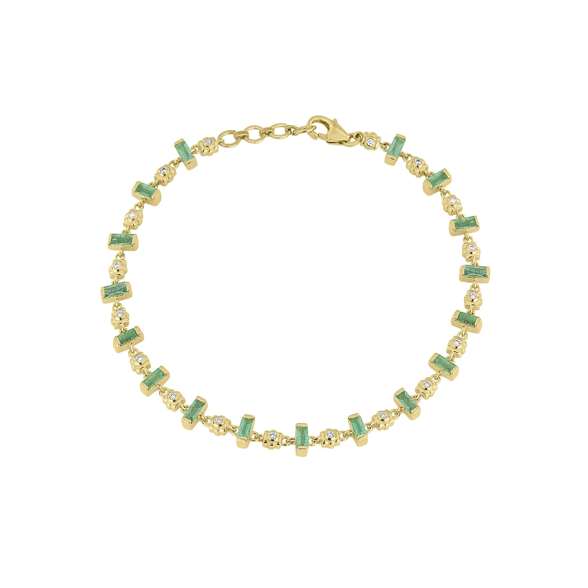 Diamond Emerald Bar Link Bracelet