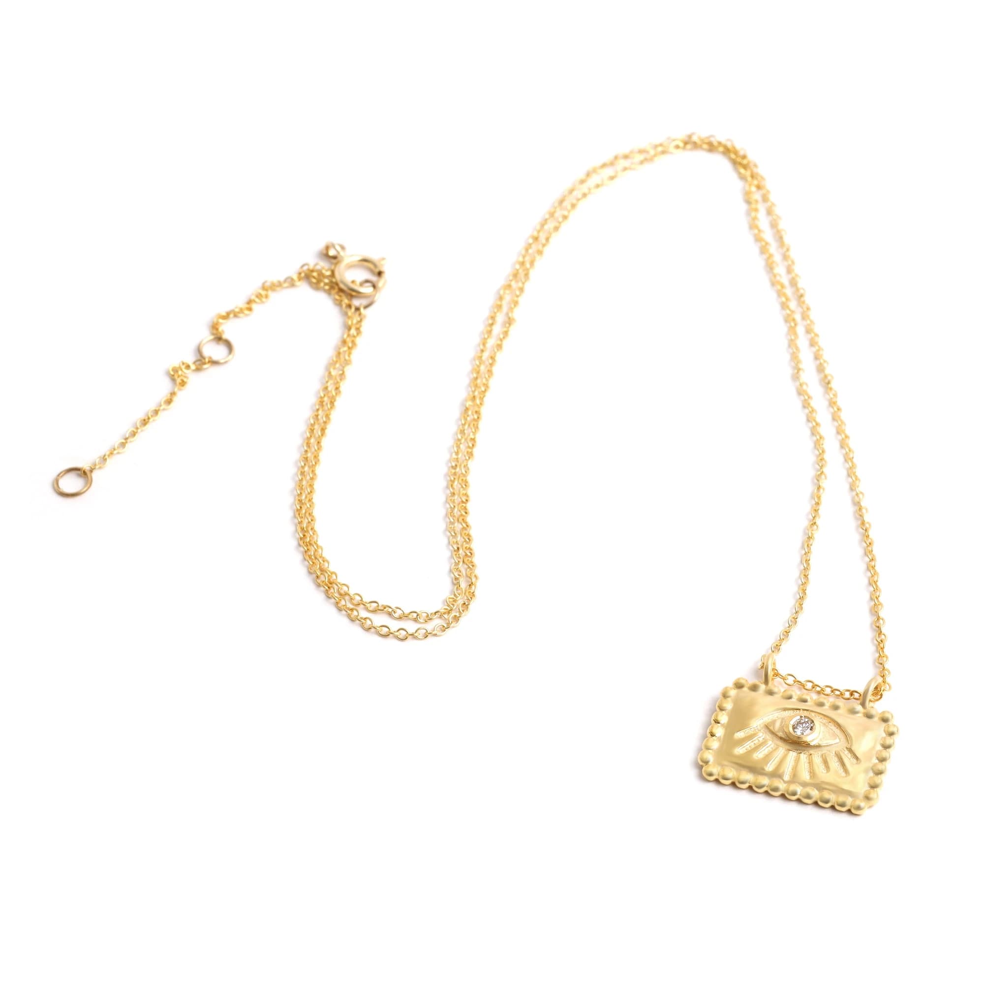 Diamond Golden Eye of Fortune Necklace