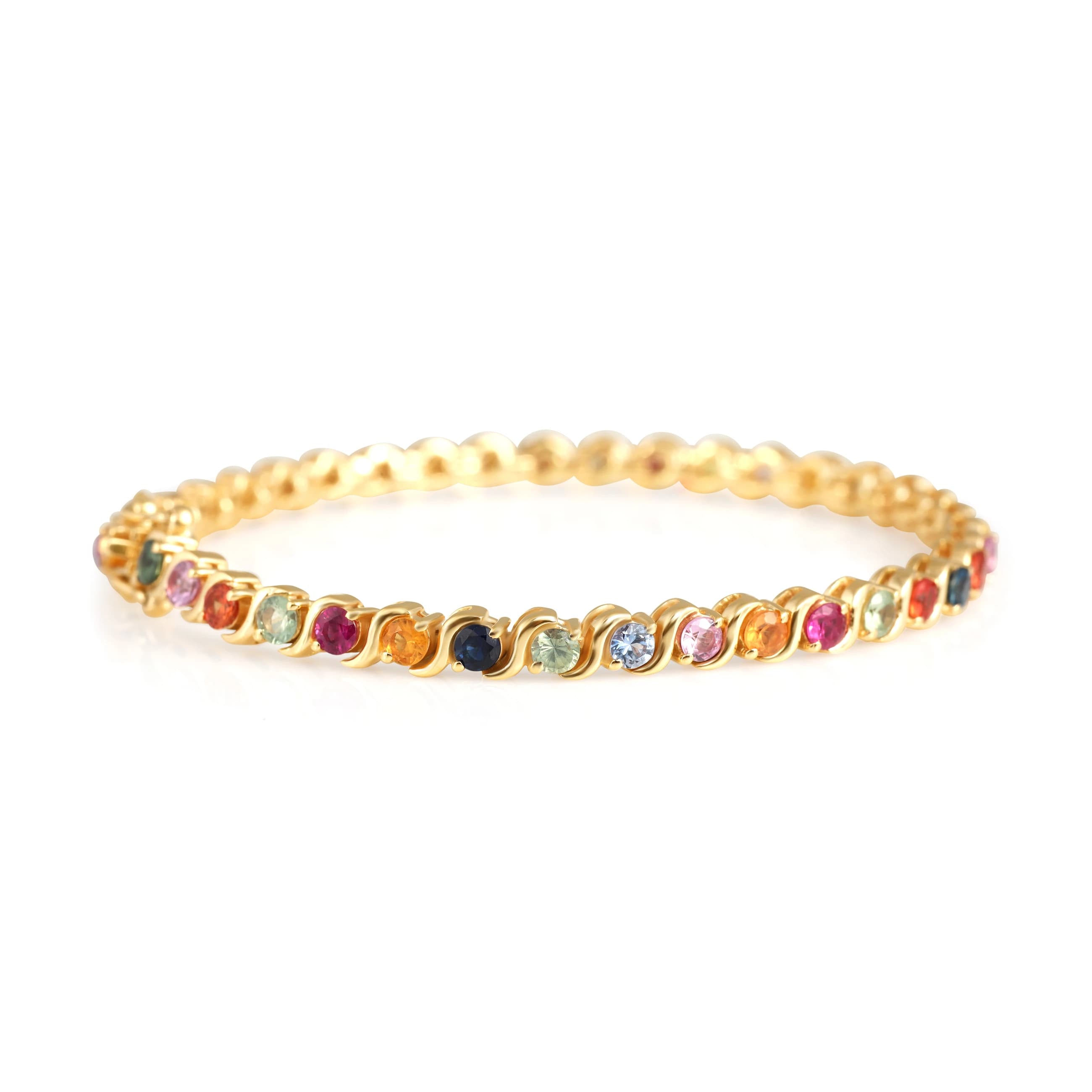 Multi Sapphire Gold Beaded Bracelet