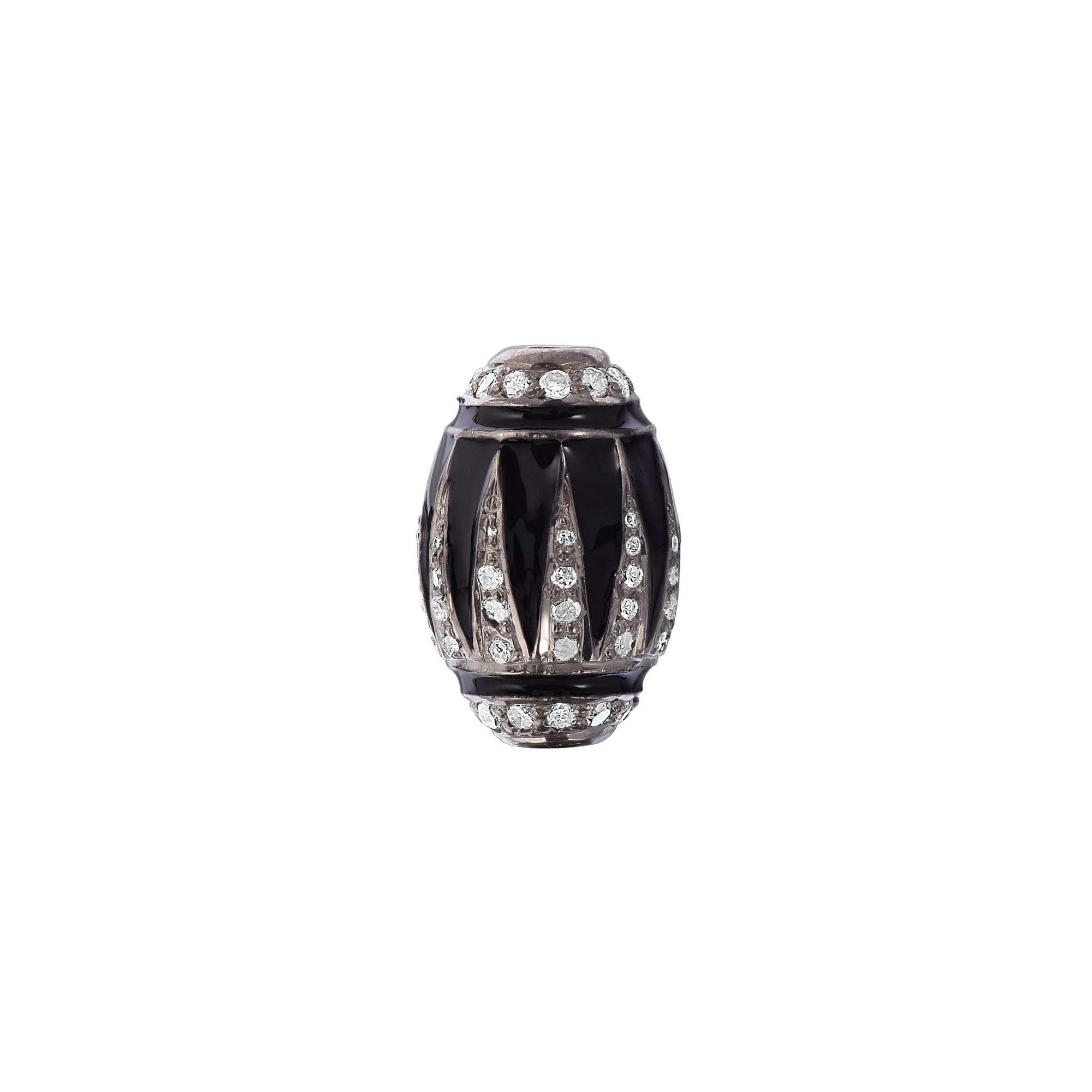 Diamond Black Enamel Diamond Silver Beads
