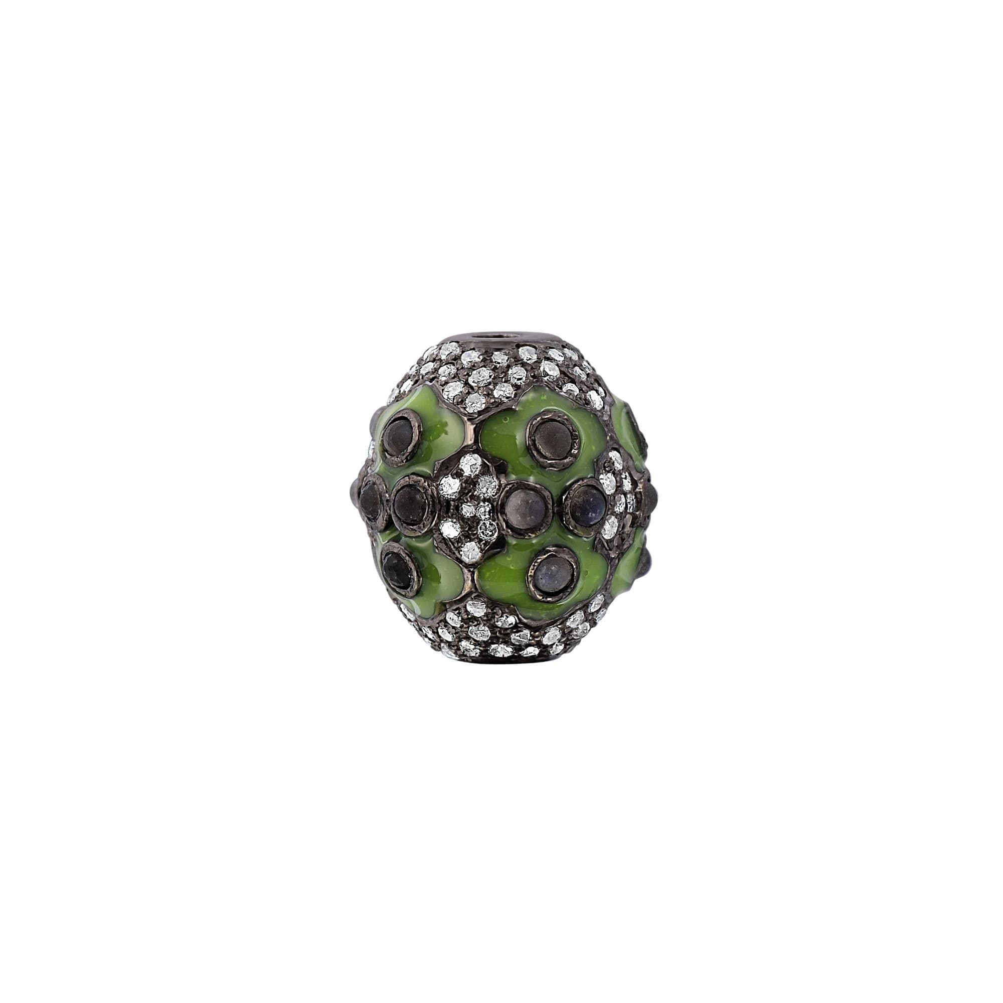 Diamond Enamel Silver Beads