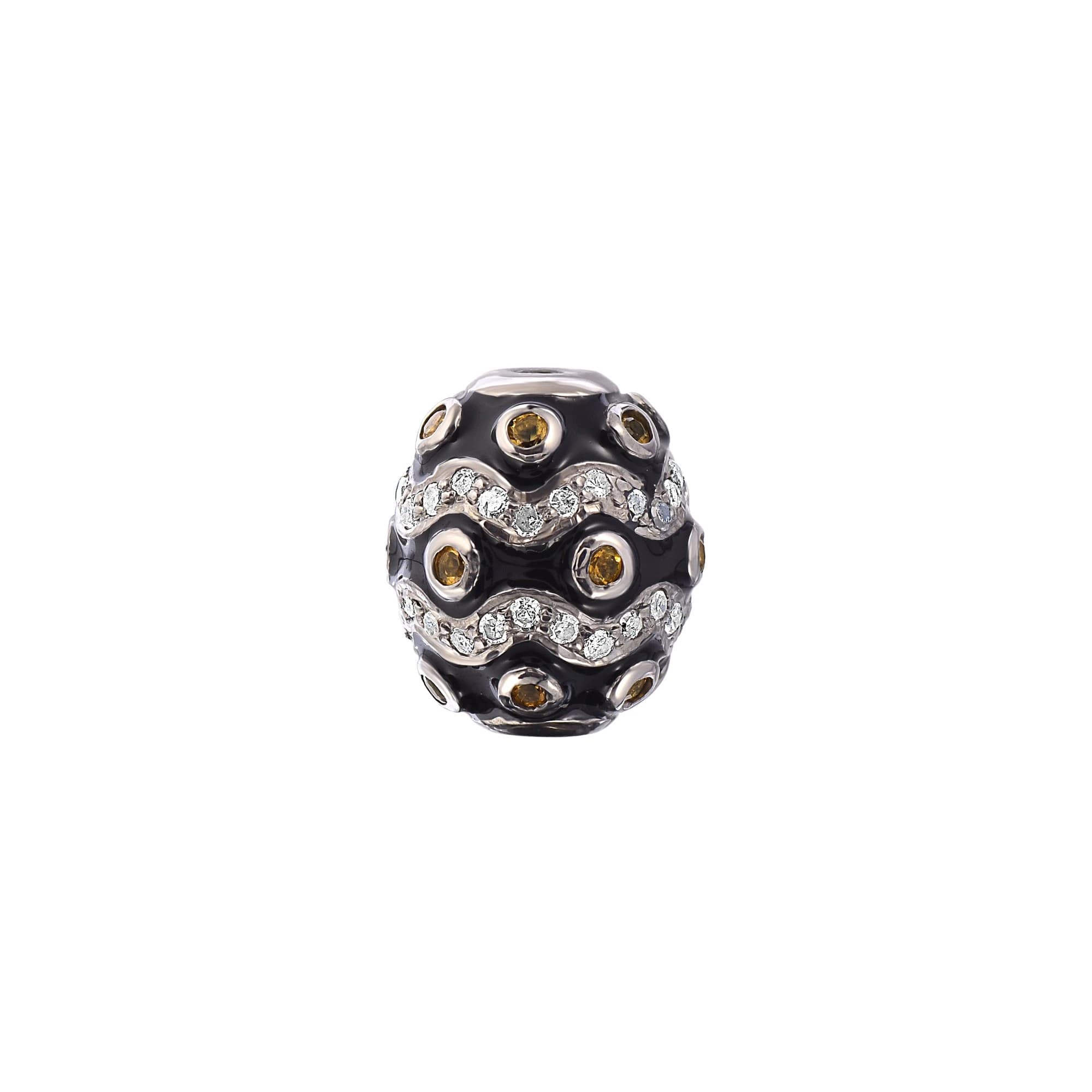 Diamond Citrine Enamel Wave Bead