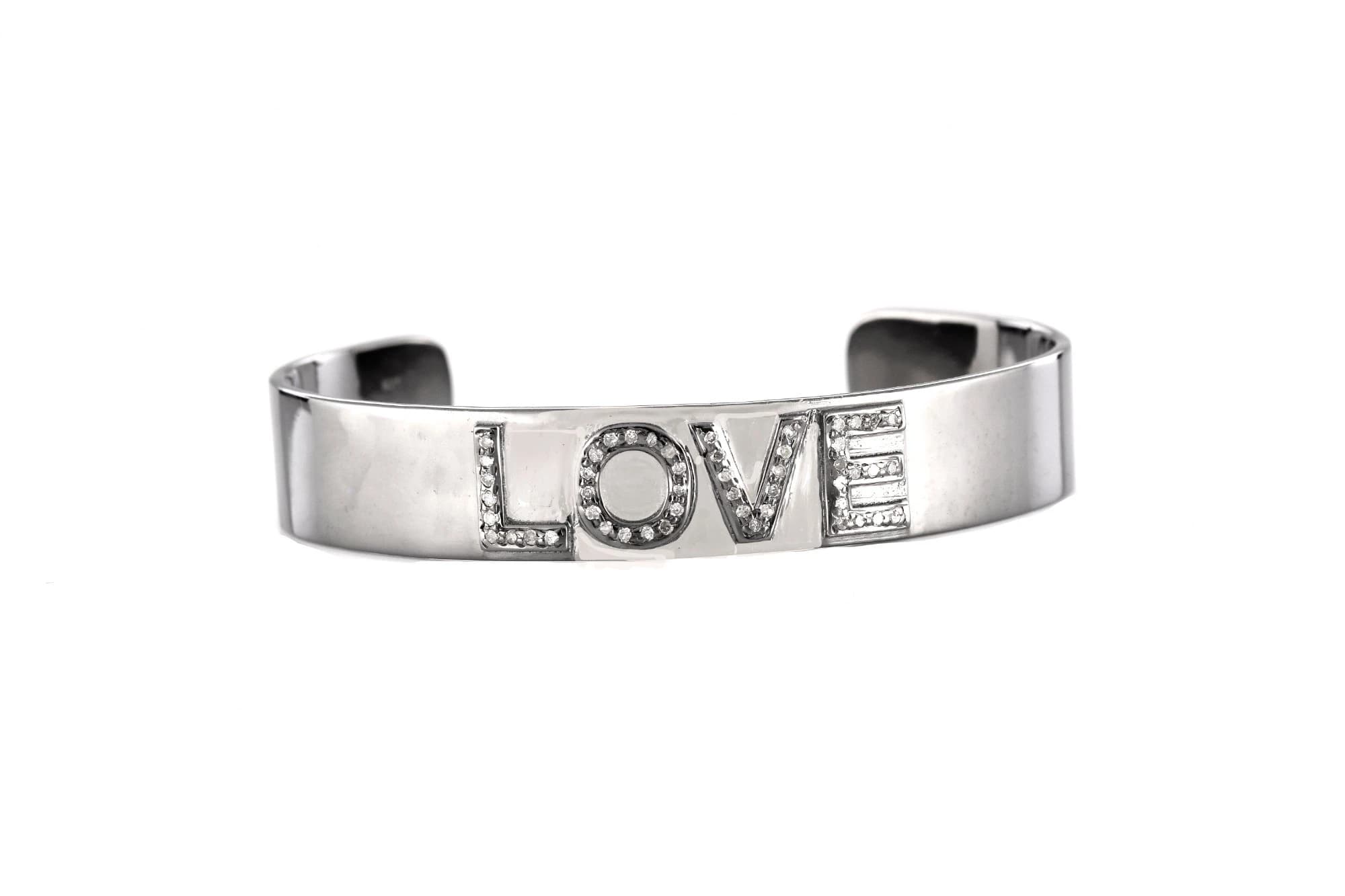 Diamond Silver “LOVE” Cuff Bracelet