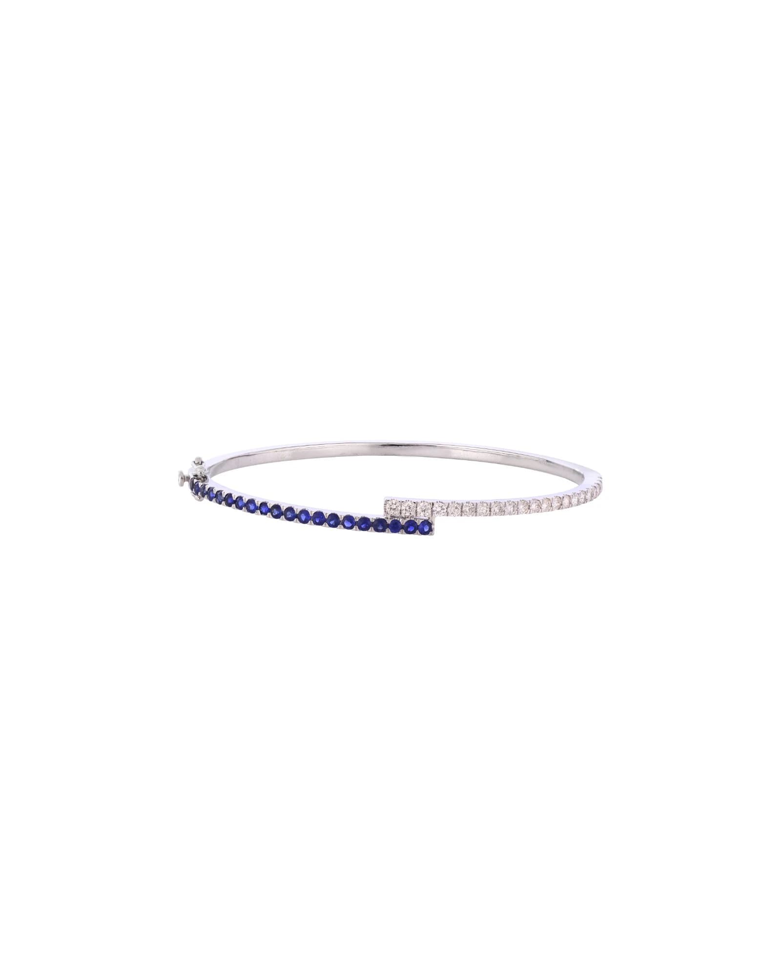 Diamond & Sapphire Dual-Tone Bangle